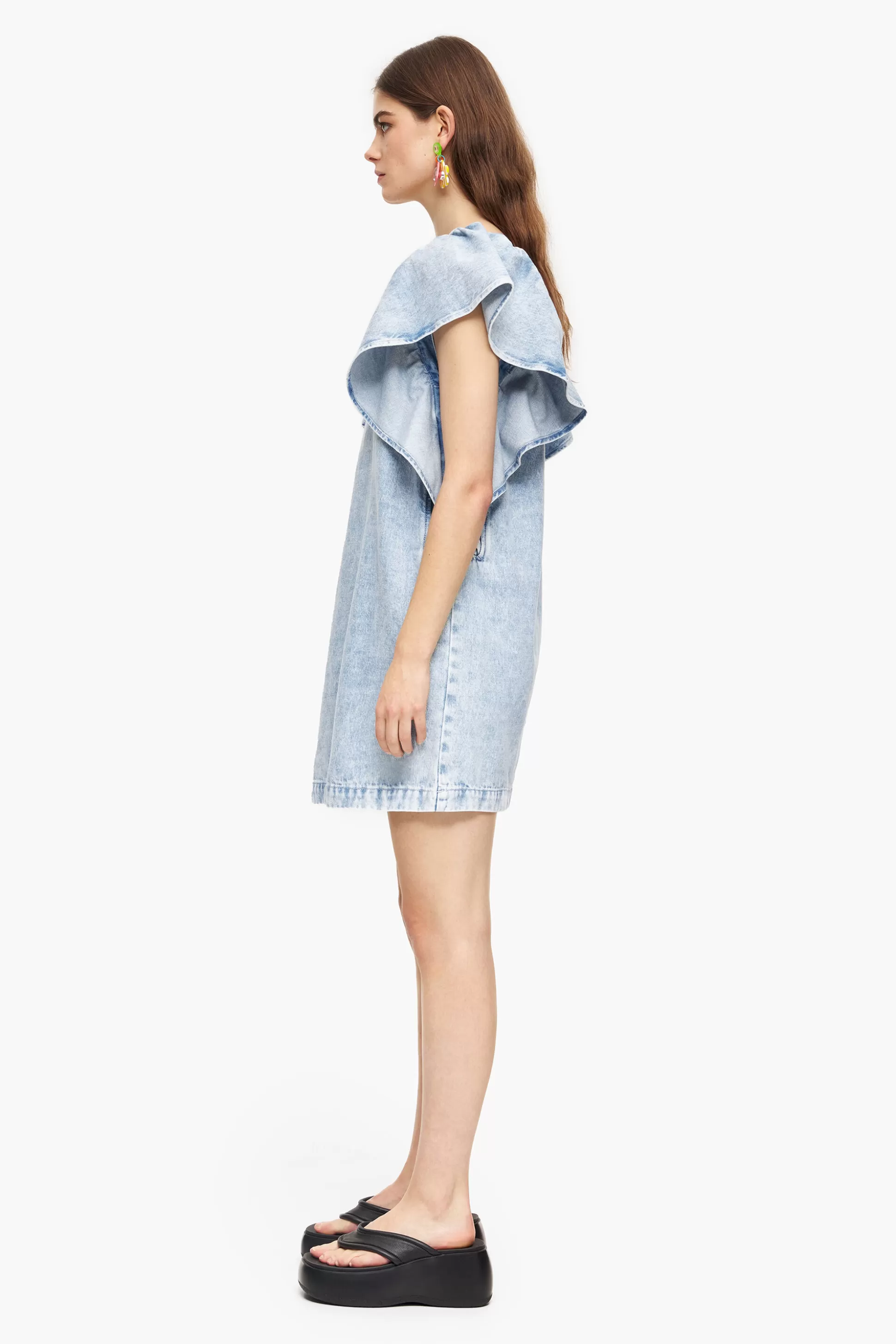 Fashion BIMBA Y LOLA Vestido De Ganga Mini Azul-Claro Bleached Light Blue