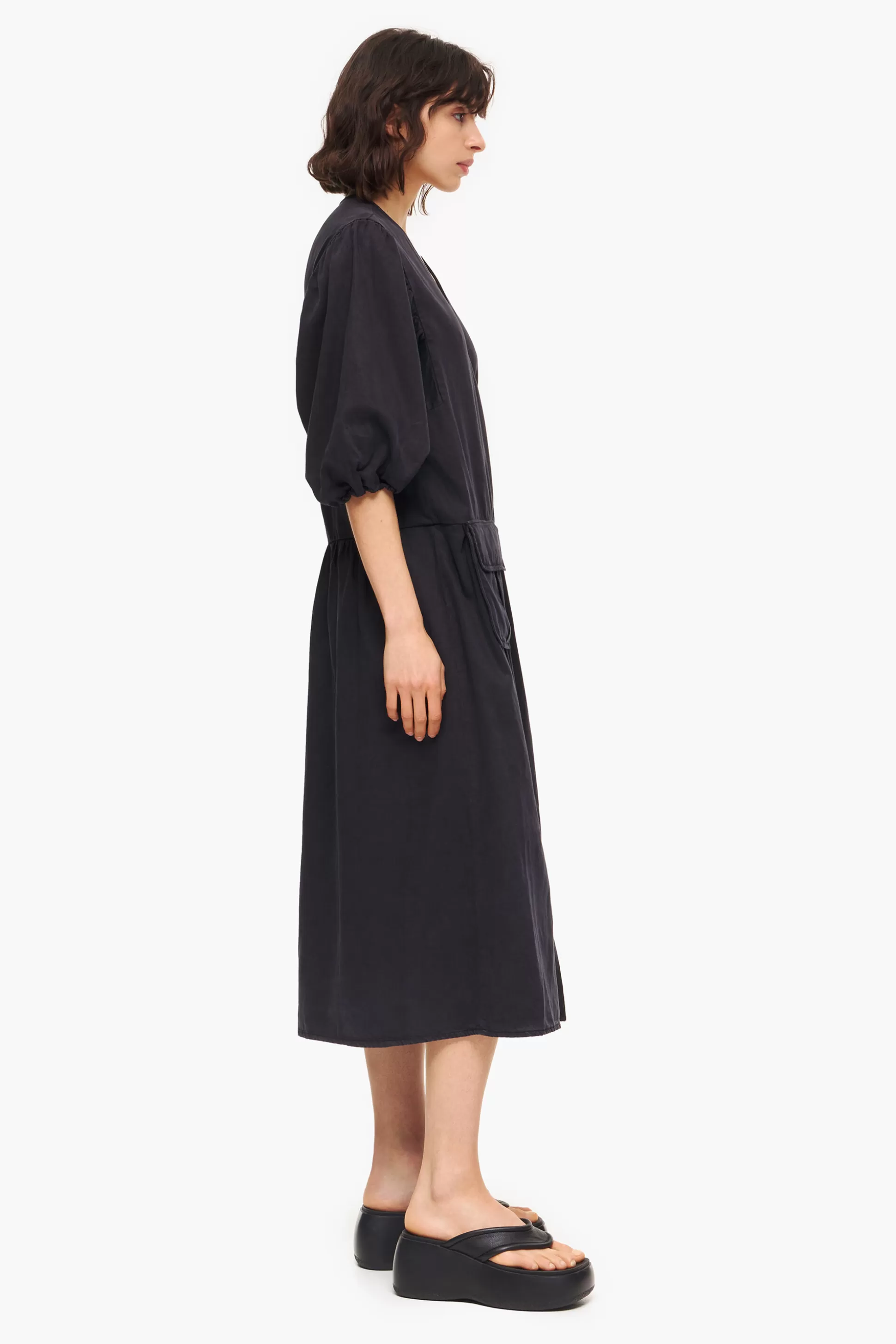 Sale BIMBA Y LOLA Vestido Denim Midi Preto Washed Black