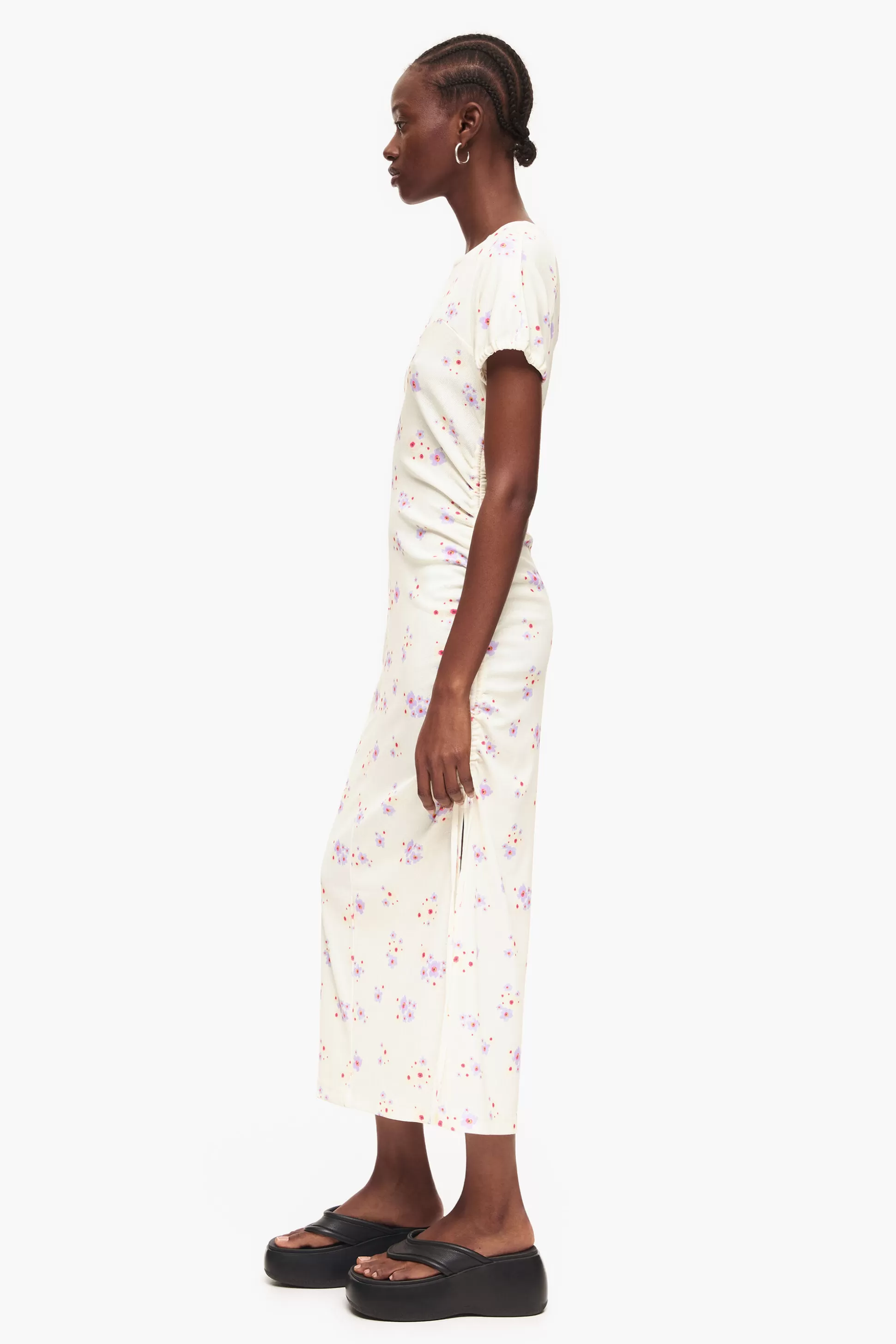 Flash Sale BIMBA Y LOLA Vestido Justo Midi Print Acrylic Flowers Marfim Acrylic Flowers Offwhite