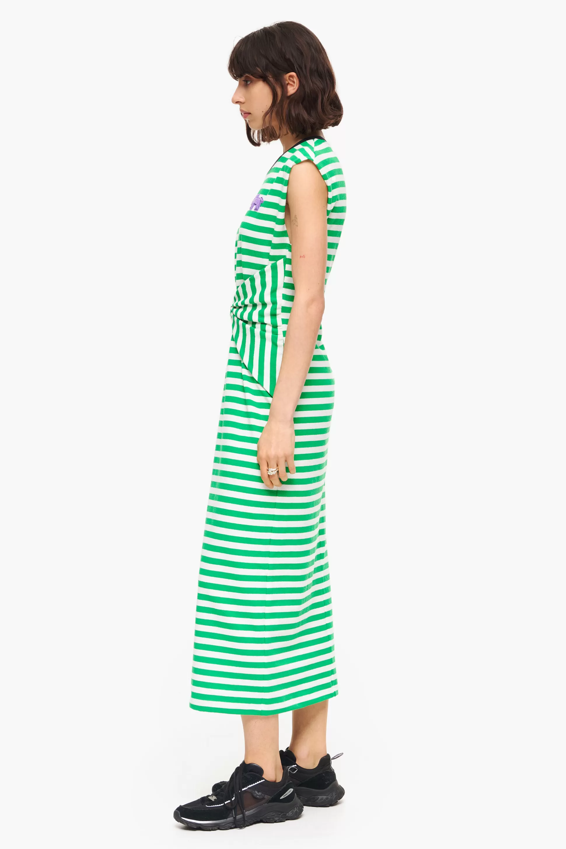 Fashion BIMBA Y LOLA Vestido Midi Riscas Verde Green