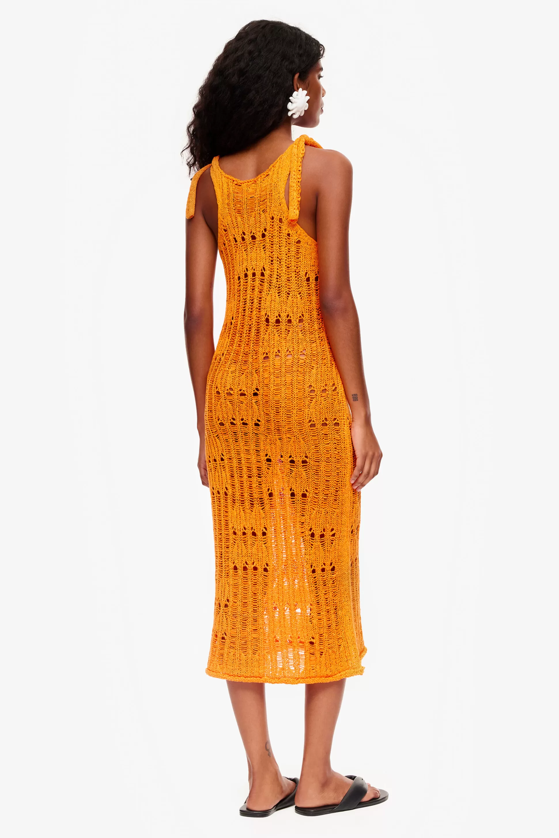 Store BIMBA Y LOLA Vestido Renda Crochet Laranja Orange