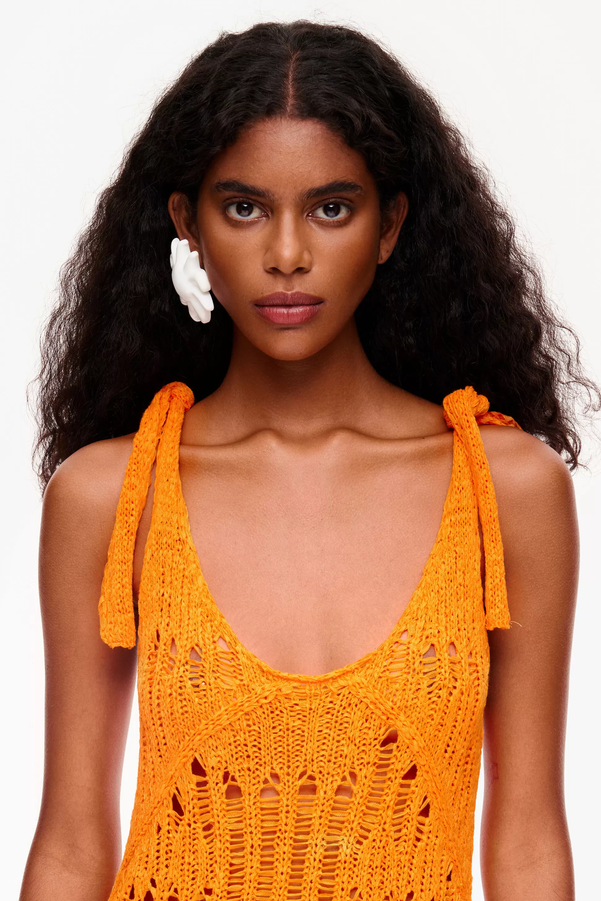 Store BIMBA Y LOLA Vestido Renda Crochet Laranja Orange